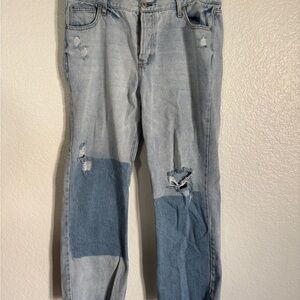 Arizona Jean Company Light Blue Distressed Boyfriend Jeans